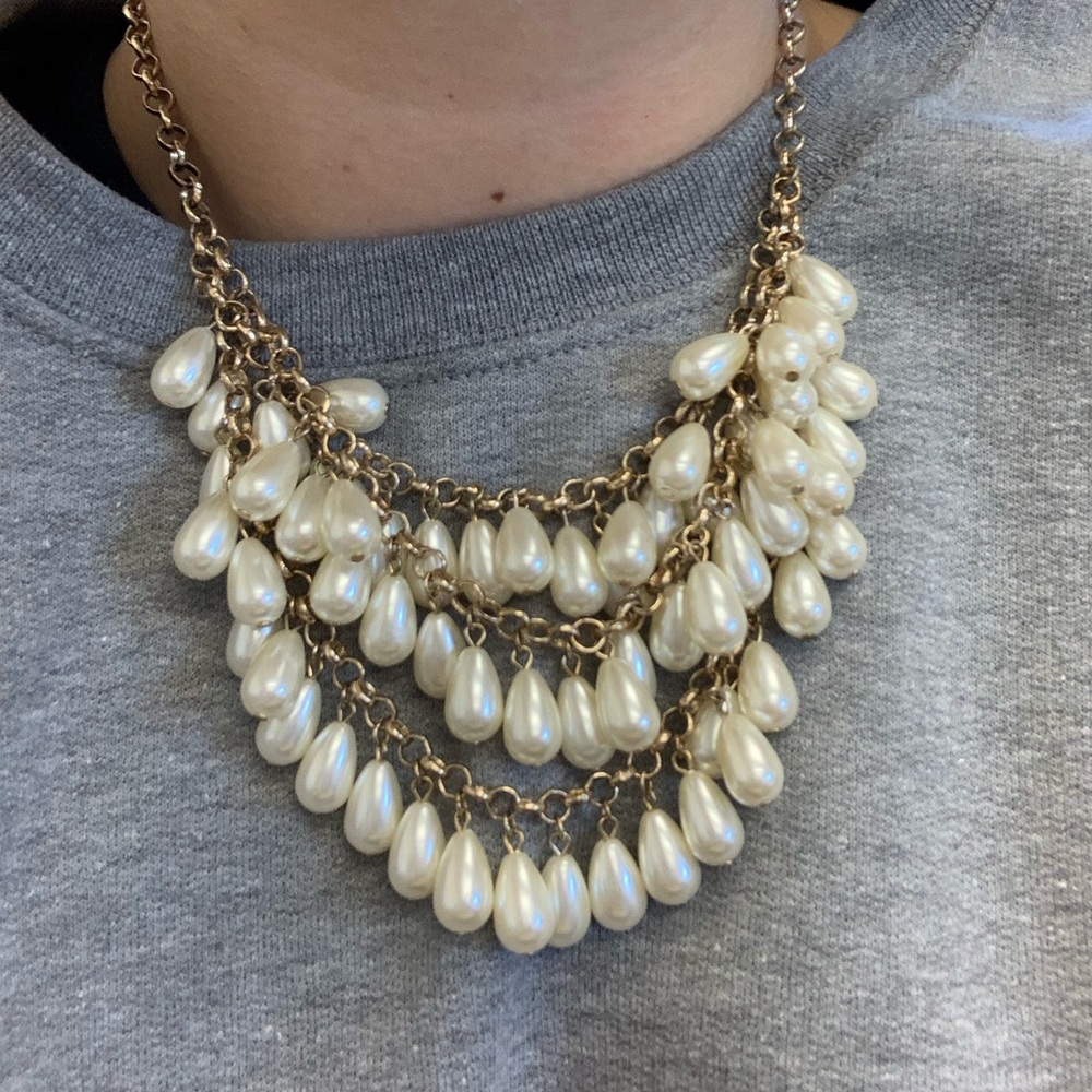 Costume Jewelry Tear Drop Pearl Necklace